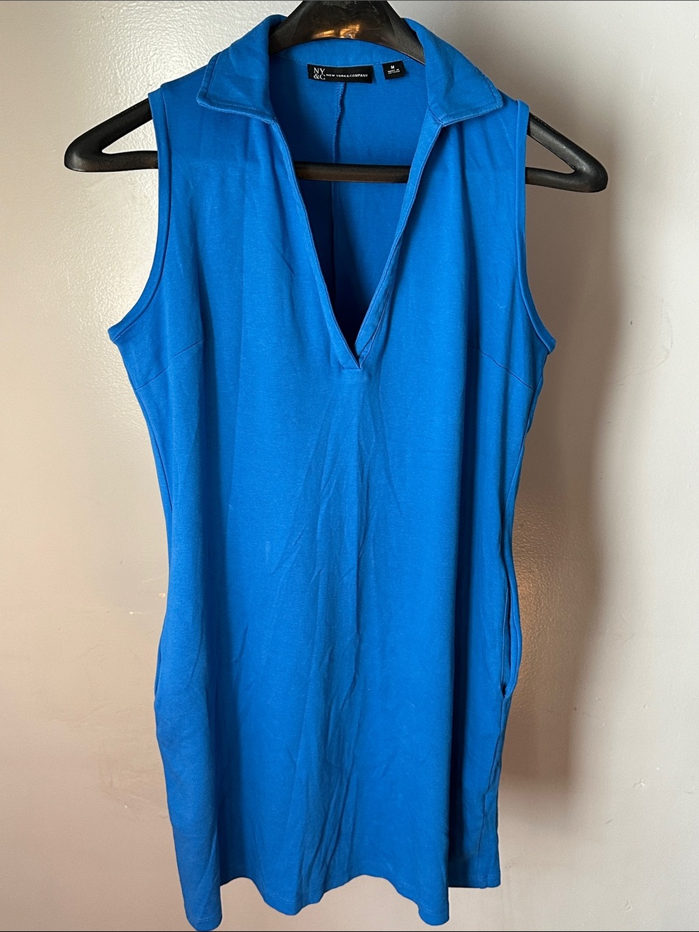 New York & Company Bright Blue Sleeveless Polo Dress